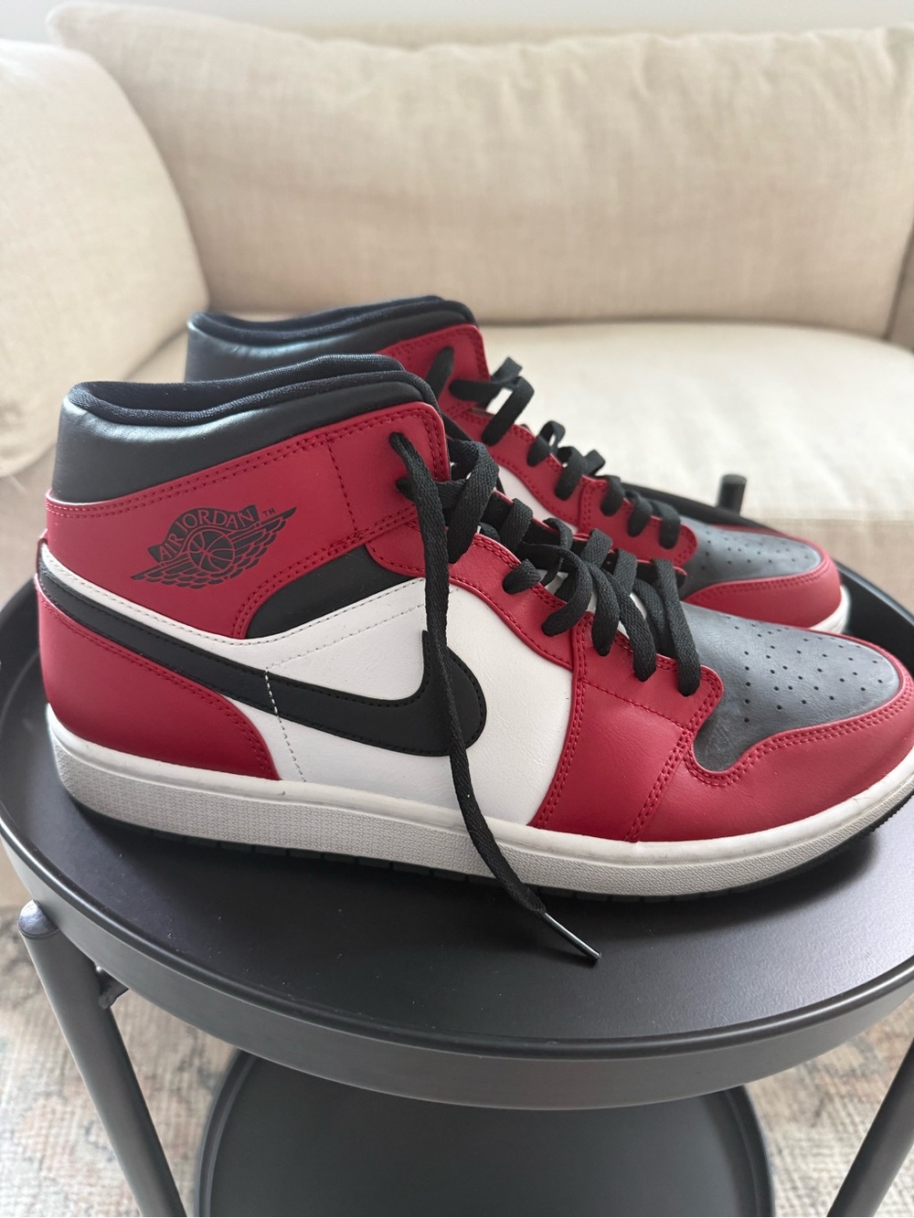 New Nike Air Jordan Men’s High-Top Sneakers - Red White Black